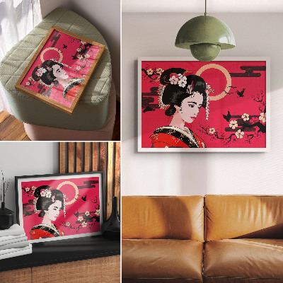 Plakat s teksturo platna Orientalski motivi moderne cvetlične kompozicije