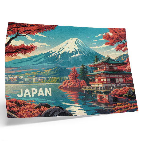 Plakat Polno barv na jezeru in gorah Japonska pokrajina