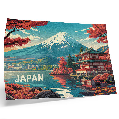 Plakat Polno barv na jezeru in gorah Japonska pokrajina