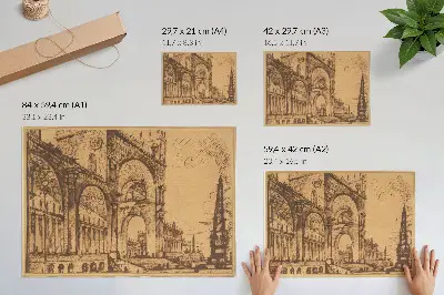 Plakat na platnu umetniška upodobitev Fantazija veličastne zmagoslavne umetnosti Giovannija Battiste Piranesija iz leta 1765