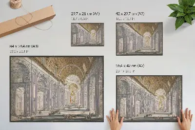 Plakat na platnu pogled na notranjost bazilike svetega Petra v Vatikanu avtorjev Anonymous in Giovanni Battista Piranesi