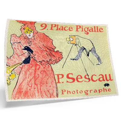 Plakat s teksturo platna Le Photographe Sescau (1894) visokoločljivostni tisk umetniškega dela Henrija de Toulouse-Lautreca