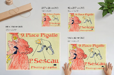Plakat s teksturo platna Le Photographe Sescau (1894), tisk visoke ločljivosti Henrija de Toulouse-Lautreca
