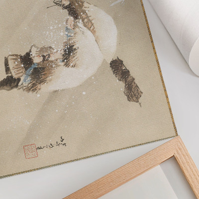 Plakat na platnu Ribič, ki nosi mrežo v snegu (ok. 1821) v visoki ločljivosti, Katsushika Hokusai