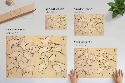 Plakat čaplje avtorja Katsushike Hokusaija iz zbirke Hitre lekcije poenostavljenega risanja (1823)