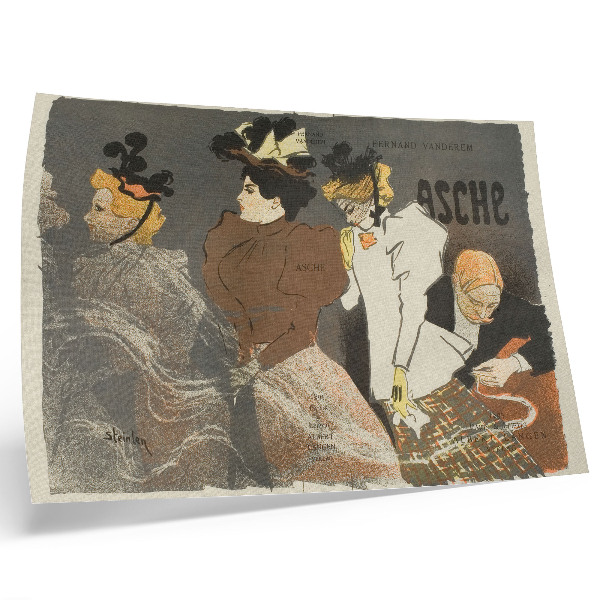 Plakat s teksturo platna Asche Théophile-Alexandre Pierre Steinlen
