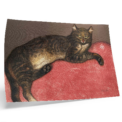 Plakat L'Hiver Chat sur un Coussin (1909) kromolitografski tisk Théophila Alexandra Steinlena