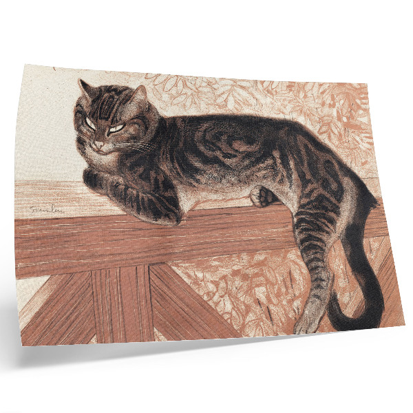 Plakat s teksturo platna Mačka na balustradi, avtor Theophile-Alexandre Pierre Steinlen