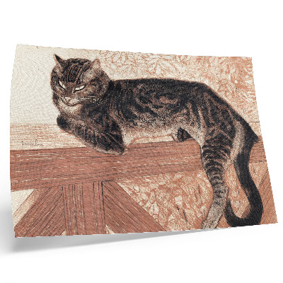 Plakat s teksturo platna Mačka na balustradi, avtor Theophile-Alexandre Pierre Steinlen