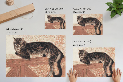 Plakat s teksturo platna Mačka na balustradi, avtor Theophile-Alexandre Pierre Steinlen