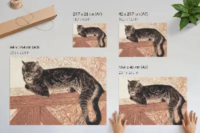 Slika Mačka na balustradi avtorja Theophile-Alexandreja Pierra Steinlena plakat s teksturo platna
