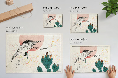Plakat na platnu Lesorez japonskega žerjava (1826–1869)