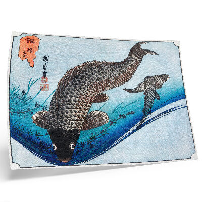 Plakat s teksturo platna Krapi in koreslji (1830), Utagawa Hiroshige
