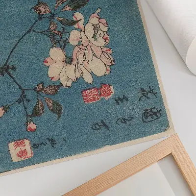 Plakat z motivom lesoreza Utagawa Hiroshige črnilo in barve na papirju s teksturo platna