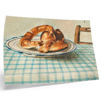 Plakat s teksturo platna Tihožitje s krožnikom torte avtorja Egona Schieleja tihožitje s krožnikom torte avtorja Egona Schieleja