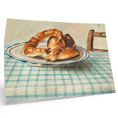 Plakat s teksturo platna Tihožitje s krožnikom torte, Egon Schiele