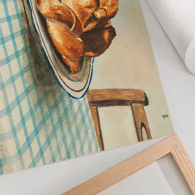 Plakat s teksturo platna Tihožitje s krožnikom torte avtorja Egona Schieleja tihožitje s krožnikom torte avtorja Egona Schieleja