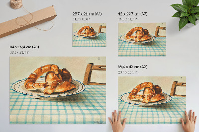 Plakat s teksturo platna Tihožitje s krožnikom torte, Egon Schiele
