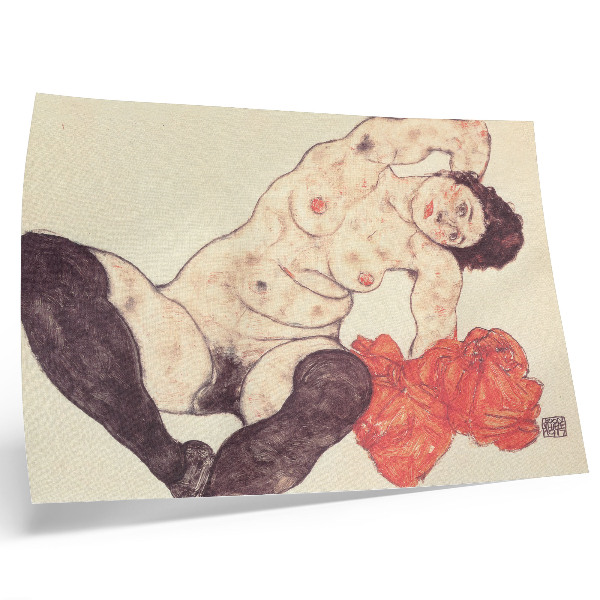 Plakat na platnu Akt ženske z rumeno brisačo (1917), Egon Schiele