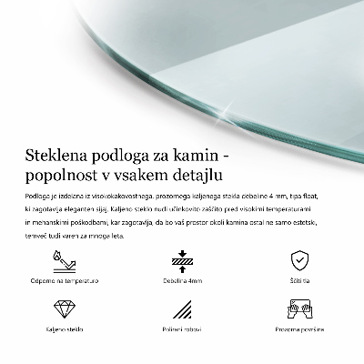 Steklena podložna plošča za kamin prozoren