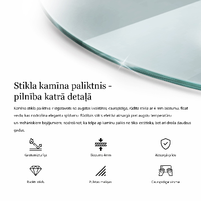 Steklena podložna plošča za kamin prozoren