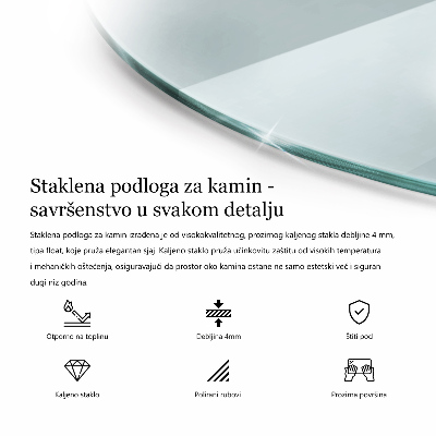 Steklena podložna plošča za kamin prozoren