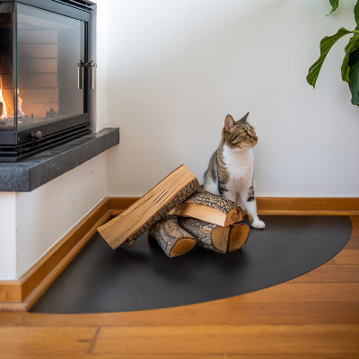 Četrtkrožna podložna plošča za kamin črna iz pločevine