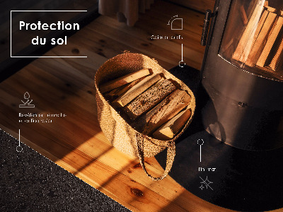 Polkrožna podložna plošča za kamin črna pločevina