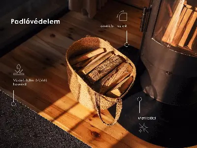 Polkrožna podložna plošča za kamin iz črne pločevine