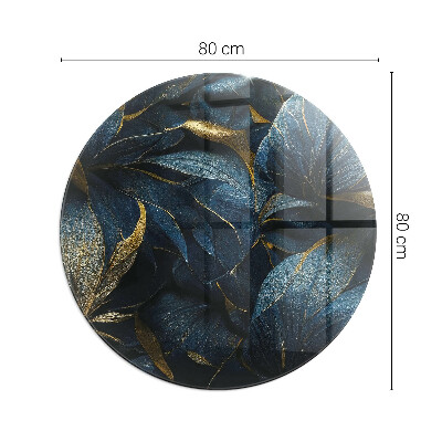 Kaljeno steklo za kamin krog okrogla Elegantna tekstura listov