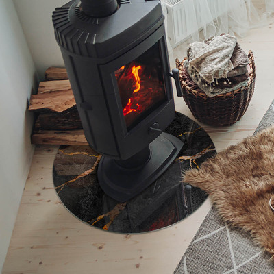 Kaljeno steklo za kamin krog okrogla Eleganten marmor z žilami