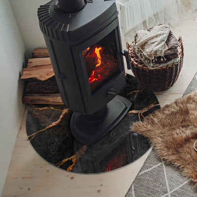 Kaljeno steklo za kamin krog okrogla Eleganten marmor z žilami