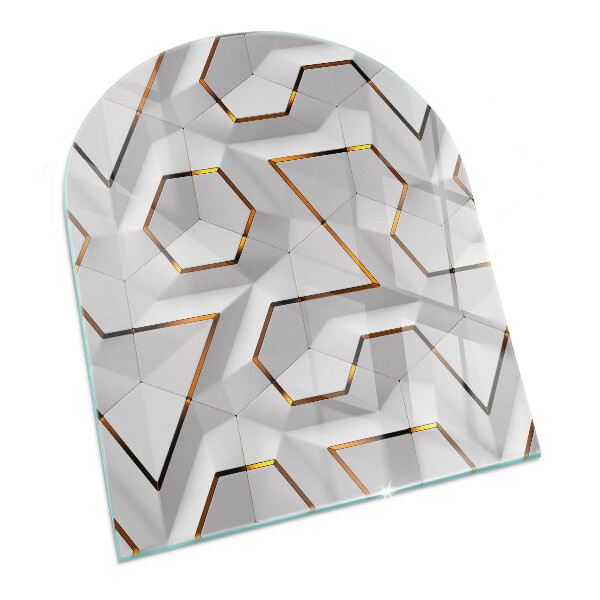Kaljeno steklo za kamin polovalno Geometrijski 3D vzorec