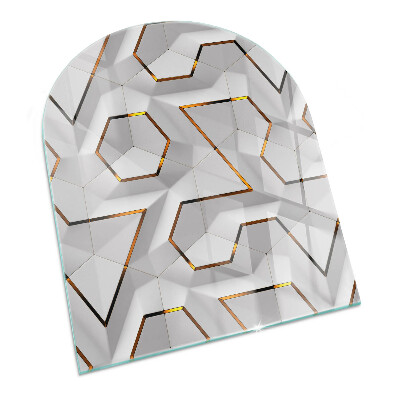 Kaljeno steklo za kamin polovalno Geometrijski 3D vzorec