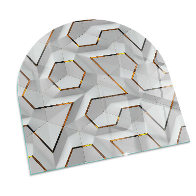 Kaljeno steklo za kamin polovalno Geometrijski 3D vzorec