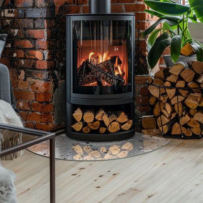 Steklo za pod kamin četrtina Kamniti vzorec z delci