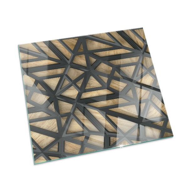 Steklo za kamin pravokotni Geometrija z lesom