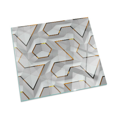Podložna plošča za kamin pravokotna Geometrijski 3D vzorec
