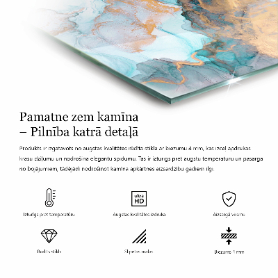 Kaljeno steklo za pod kamin šestkotna Marmorni motiv z nežnimi žilami