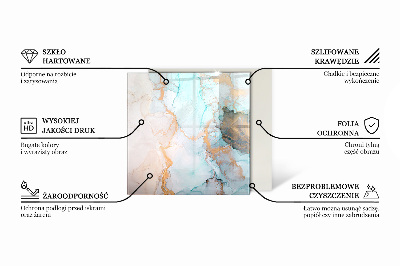 Kaljeno steklo za pod kamin šestkotna Marmorni motiv z nežnimi žilami