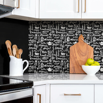 Dekorativna pvc plošča Črno-beli znaki za kuhinjo