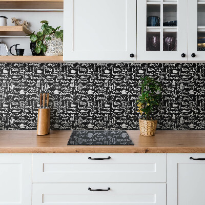 Dekorativna pvc plošča Črno-beli znaki za kuhinjo