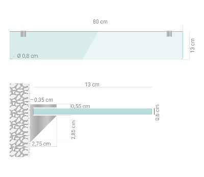 Stenska steklena polica prosojna