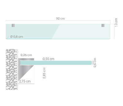 Stenska steklena polica prosojna