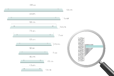 Stenska steklena polica prosojna