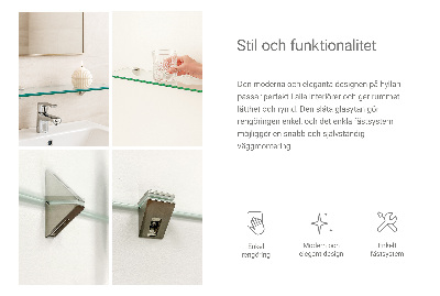 Stenska steklena polica prosojna