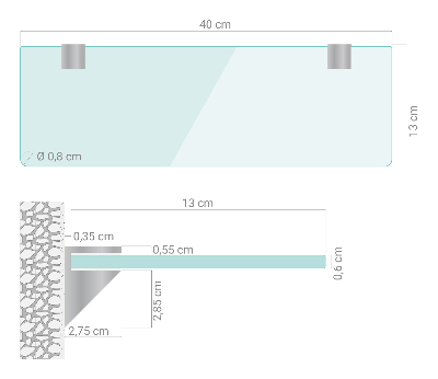 Stenska steklena polica prosojna
