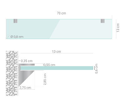 Stenska steklena polica prosojna