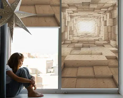Notranje okensko senčilo 3D lesena luknja