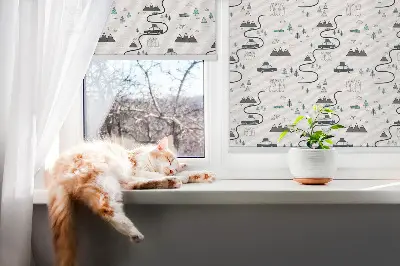 Notranje okensko senčilo Vzorec gozdne in gorske poti